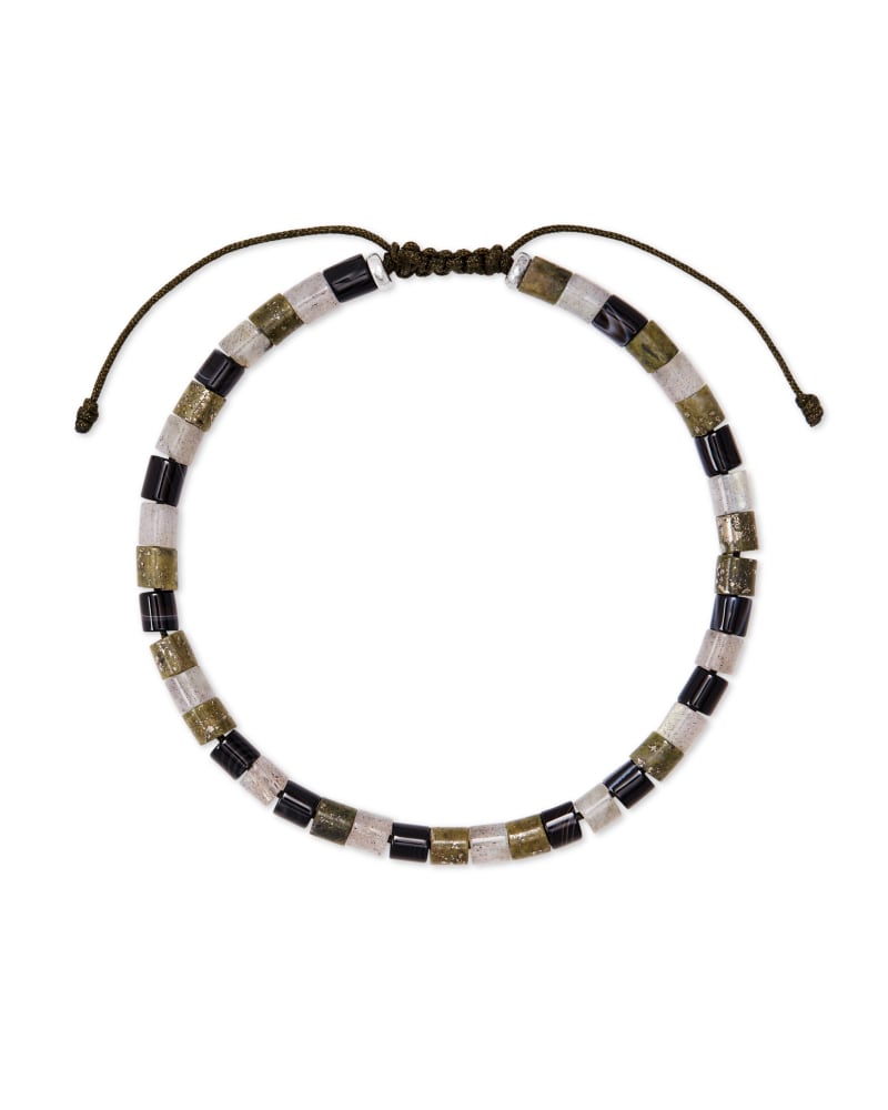 Grey Oxidized Sterling Silver Corded Bracelet in Olive Mix image number 3